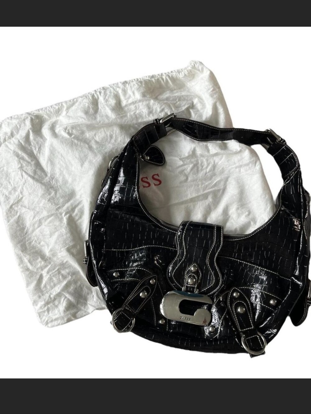 Vintage Guess Black Snakeskin Bag